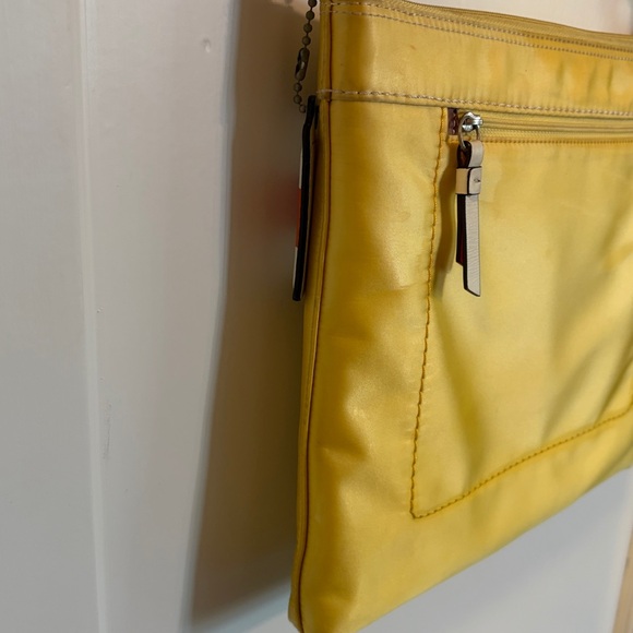 Coach Hampton Weekend Swing Crossbody Purse in Sunny Yellow Satin Fabric - Picture 9 of 14
